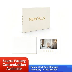 Flax Video Brochure That Plays Your Wedding Video with Album Video Book 7 Inch IPS Display Linen Bound Wedding Video in Stock