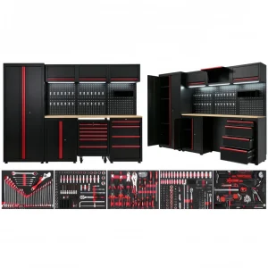 Flexible Modular Combination Garage Cabinets Workstation Trolley Cabinet 352pcs Car Repair Tools Heavy Duty Steel OEM