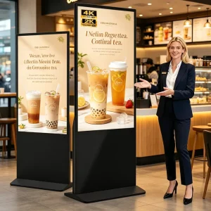 Floor Stand Digital Signage Movable Freestanding LCD Display For Supermarket Price Promotion Menu Board