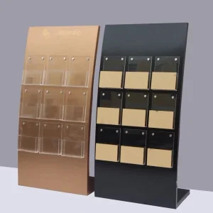 Floor Standing Metal Brochure Display Rack for Real Estate Sales Center, Freestanding Document & Contract Storage Holder