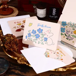 Floral Retro Artistic Greeting Card Gratitude Card Custom Craft Greeting Cards With Envelopes Handmade Greeting Card
