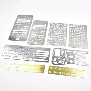 Flower Design Custom Logo Reusable Decor Stencil Alphabet Ruler Laser Cut Metal Wall Stencil Set for Painting Journal Drawing