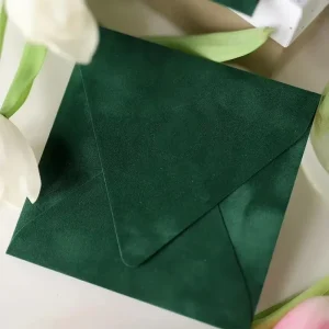 Foil Printing Gold Stamping Velvet Envelope Green Burgundy Black Blue Color Simple Style for Baby Shower Invitation