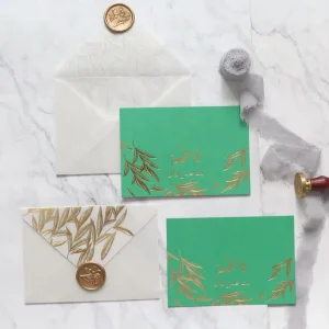 Foil Vellum Envelope With Logo Custom Wax Seal Paper Birthday Baby Shower Wedding Ceremony Invitation Card