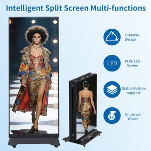 Foldable GOB LED Poster Digital Signage P1.53 P1.86 P2 Indoor Floor Standing Display Screen for Airport Subway Wayfinding