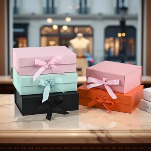 Foldable Gift Box With Ribbon and High-end Design Custom Boxes With Logo