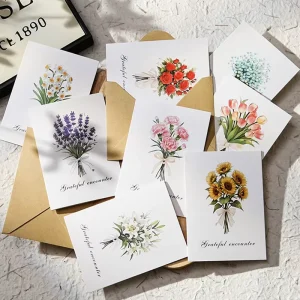 Foldable Greeting Cards with Envelopes Elegant Floral Design for Mother’s Day Valentine’s Day Christmas and Birthdays