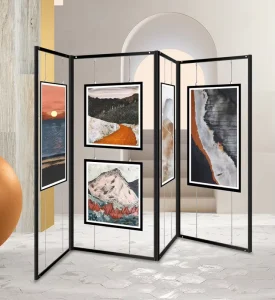 Folding Calligraphy and Painting Exhibition Boards Art Calligraphy and Painting Display Shelves Octagonal Prisms