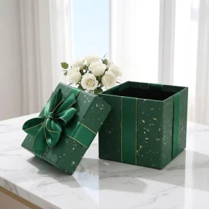 Folding Cartons Custom Luxury Gift Box Ribbon Square Box with Top and Bottom Lids