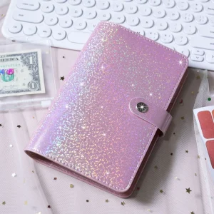 For Cross Border Creative A6 Faux Leather Macaron Binder Notebook with 100 Sheets Loose Leaf Binding Cash Budget
