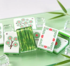 Forest Green American Mahjong Crystalline Bamboo Back for Social Game Nights