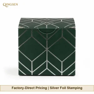 Forest Green Silver Foil Stamped Roll End Tuck Sturdy Jewelry Gift Packaging Box for Boutiques