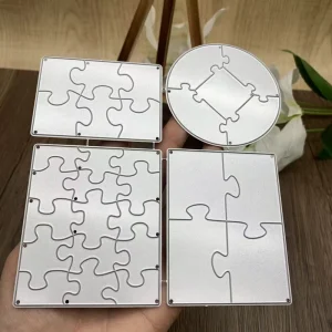 Four piece Jigsaw Puzzle Carbon Steel Hardware Etched Cutting Dies Rectangle Shapes Parent child Crafts DIY Cutting Templates