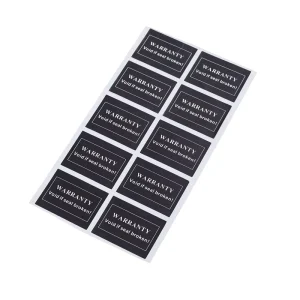 Fragile Ultra Destructible Warranty Void Label Screen Digital Printed Custom Rectangle Matte Black Warranty Sticker