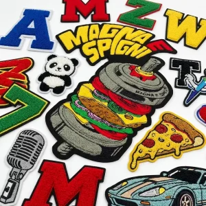 Free Design Big Large Custom Logo Towel Embroidery Chenille Letter Patches Iron on Heat Press Custom Chenille Patches