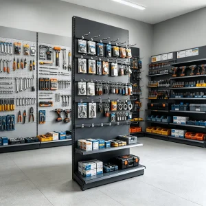 Freestanding Metal Display Rack with Hooks Commercial Retail Store Fixture for Hanging Merchandise