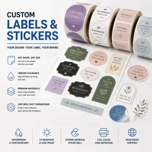 From Design to Delivery Premium Custom Sticker Label with Tear Resistant Material UV Fade Proof for Long Lasting Brand Display