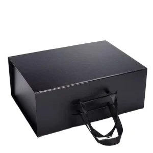 Full Black Printed Customized Design Packaging Boxes Handle Boxes for Flowers Packing Paper Gift Boxes