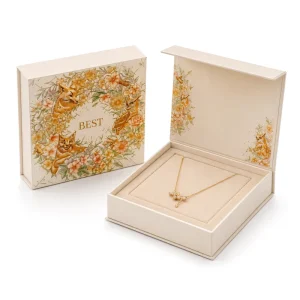Full Color Printed Magnetic Rigid Gift Box Floral Custom Logo Packaging for Jewelry Necklace