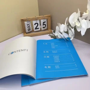 Full Color Saddle Stitched Cardboard Catalog Printing OEM Custom Brochure and Product Catalog High Resolution for Company Promo