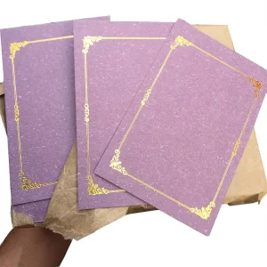 Full Color Special Texture Paper Custom Design Rose Gold Embossed Printed Thank You Card Greeting Card