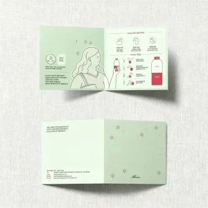 Full Color Tri-Fold Cosmetic Brochure Glossy Laminated Custom Logo Beauty Product Promotion Paper Leaflet Four-Fold Flyer