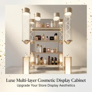 Full Glass Eco-Friendly Heavy Duty Luxury Modern Waterproof Cosmetic Display Stand LED Strip Light for Cosmetic Exhibition