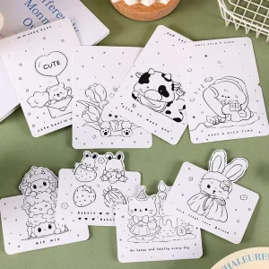 GF Cartoon Custom Printing Offset Printed Birthday Christmas Invitation Thank You Gift Card Black White Cards