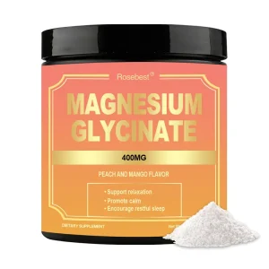 GMP Certified OEM Private Label Natural Peach and Mango Flavor 400mg Vegan Magnesium Glycinate Powder Supplement