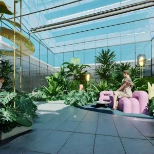 Garden Park Villa Exterior Modern Eco Friendly 3D Max Rendering Landscape Design Construction Drawing Green Space Home
