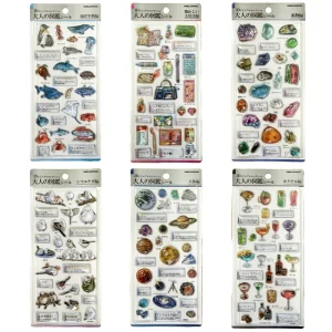 Genuine Aesthetic Visual Encyclopedia Stickers Vol.2 Gold Foil 3D Decorative Decals for DIY Planners and Creative Stationery