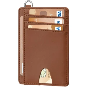 Genuine Leather Normcore/Minimalist Slim RFID Blocking Multi-Function Card Case Wallet Custom Fashion Business ID Card Holder