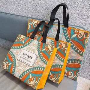 Geometric Pattern Print Tote Bags for Young Women Urban Shopping