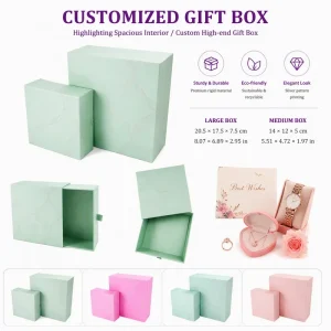 Gift Box with Logo Sturdy Cardboard Drawer Gift Box Packaging Pull-out Design Lid Custom Printed Cosmetic Gift Hamper Box