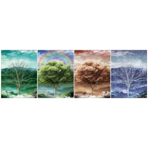 Gift Set 3D Flip Lenticular Picture of Beautiful Scenery Posters with Four Season Tree