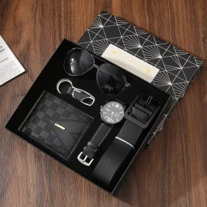 Gift Set for Men Wallet Belt Quartz Watch Sunglasses Gift for Father’s Day or Valentine’s Day Boyfriend BXY