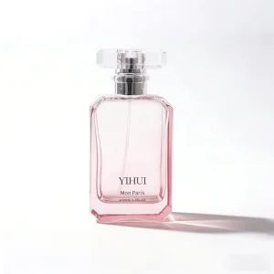 Glass Cosmetic Perfume Bottle Packaging Custom Empty Clear Frosted Amber Pink Black Gold Design Screw Cap 50ml