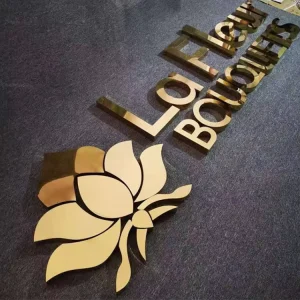 Gold 3D Stainless Steel Metal Letters Alphabet Signs Small Logo Shop Office Taxi Wall Decoration