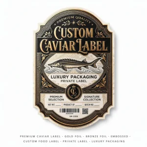Gold Foil Embossed Eco-friendly Waterproof Food Grade Paper Adhesive Food Label Stickers for Industrial Use Customizable Shapes