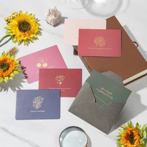 Gold Foil Greeting Cards Baked Flower Shop Thank You Card with Envelope Custom Greeting Cards Manufacture