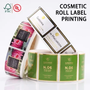 Gold Foil Labels Roll Cosmetic Skincare Perfume Bottle Cream Jar Packaging Label Waterproof Hot Stamping Logo Stickers