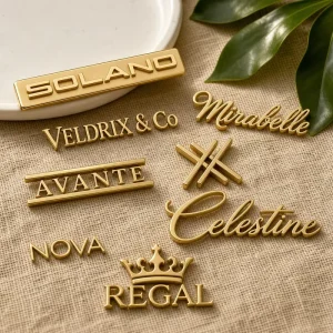 Gold Foil Stamped Monogram Letter Logo With Ribbon for Gift Wedding Event Packaging Boutique Custom Personalized