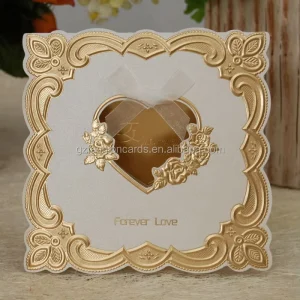 Gold Hearts Wedding Invitations