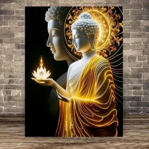Gold Home Decor Modern Luxury Art Still Life 3D HD Print Poster Paper Shakyamuni Buddha Mural Crystal Porcelain Decor Painting