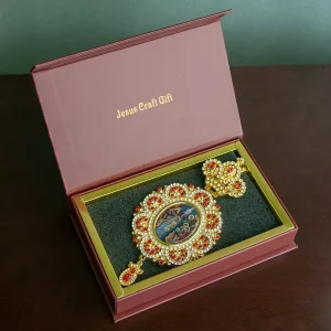 Gold Plated Church Greek Orthodox Christian Icon Resurrection of Jesus Christ Round Shape Bishop Jesus Necklace Pendant