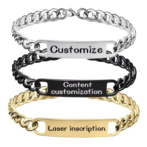 Gold Plated Stainless Steel Bracelet Geometric Cross Border Blank for Advertising Logo Birthday Holiday Gifts Engraving