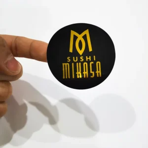 Gold Stamping Sticker Custom Black Background 4cm Circle Waterproof Durable Die Cut Vinyl Logo Stickers