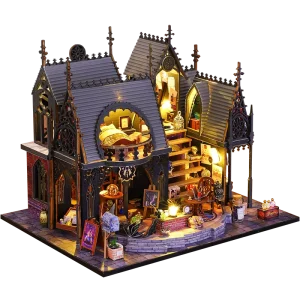 Gothic Magic Cottage Wooden Book Nook DIY 3D Puzzle Hand assembled Model Home Decor Craft Gift