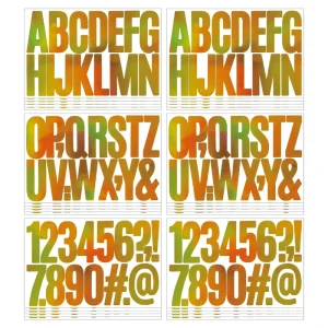 Gradient Letter Stickers, Bulk A-Z Alphabet and Number Stickers, Self-Adhesive Water- and Oil-Proof Vinyl, Foil-Stamped