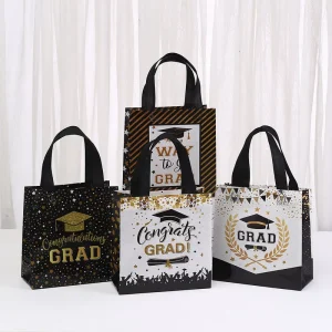 Graduation Season Non woven Cartoon Style Gift Bag with Letter Printing Double Handles for Party Decoration Supplie